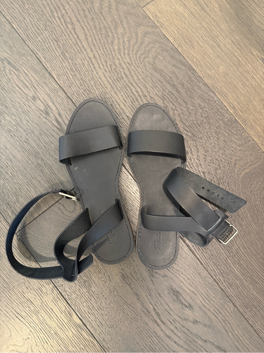 Madewell Women's Black Leather Ankle-Strap Sandals Size 7.5